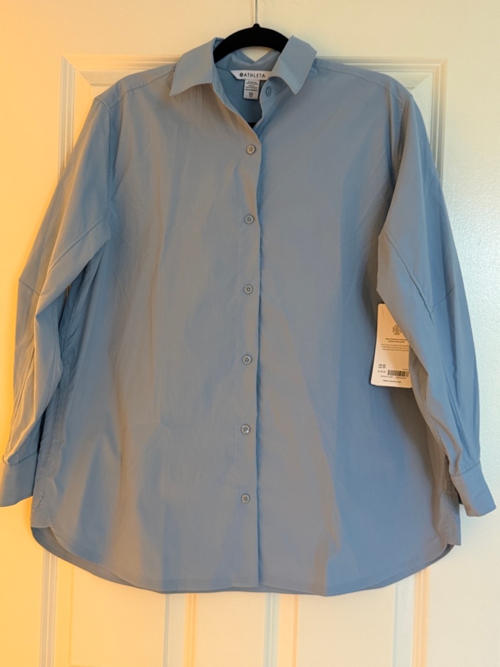 Athleta Pale Blue Long-Sleeve Button Front Shirt - Picture 3 of 7